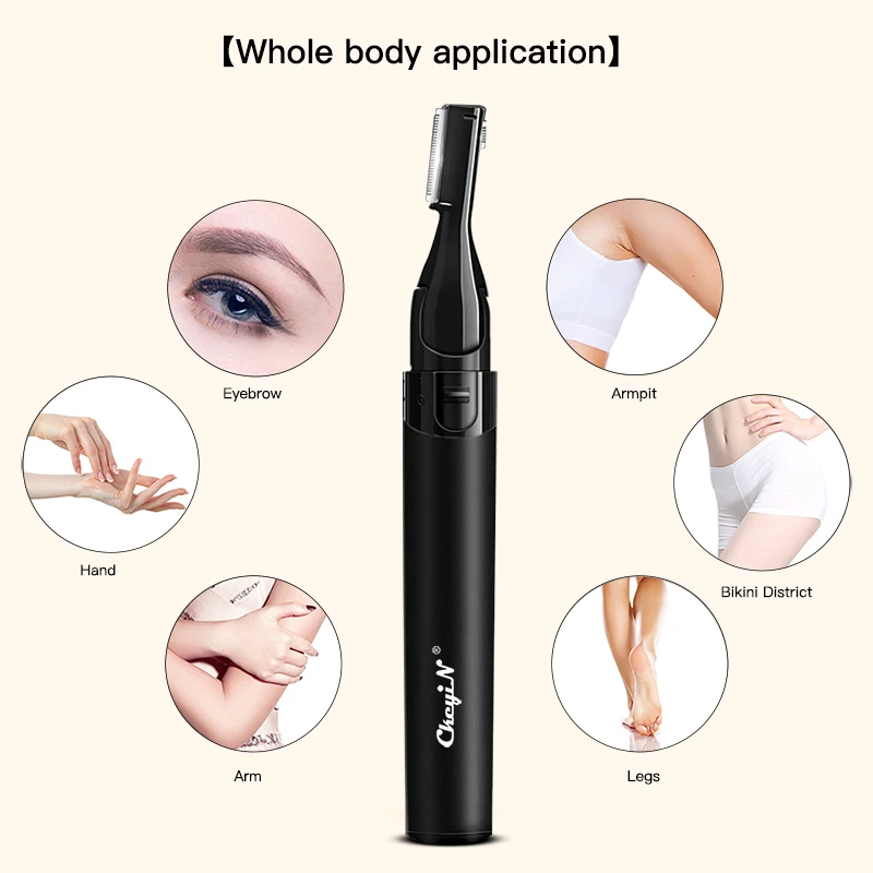 

CkeyiN Electric Eyebrow Trimmer Portable Women Makeup Hair Remover Epilator Painless Eyebrow Razor Mini Facial Body Shaver