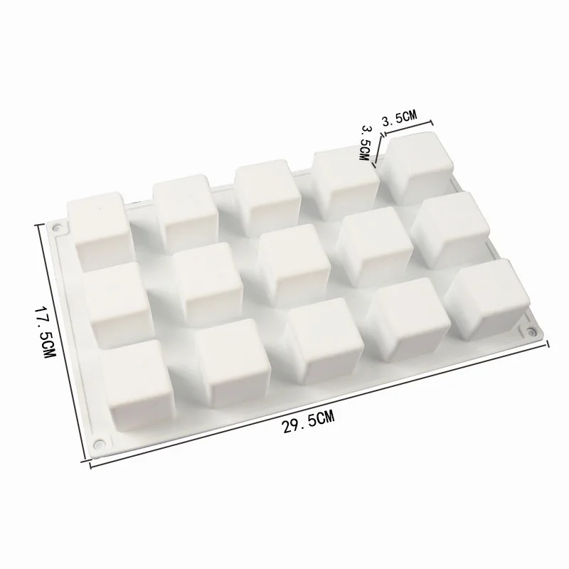 

15 Square cake Silicone Mould Mousse French Dessert Jelly Pudding Cake Mould Ice Cube Ice Cream Chocolate Truffle Soap Mould