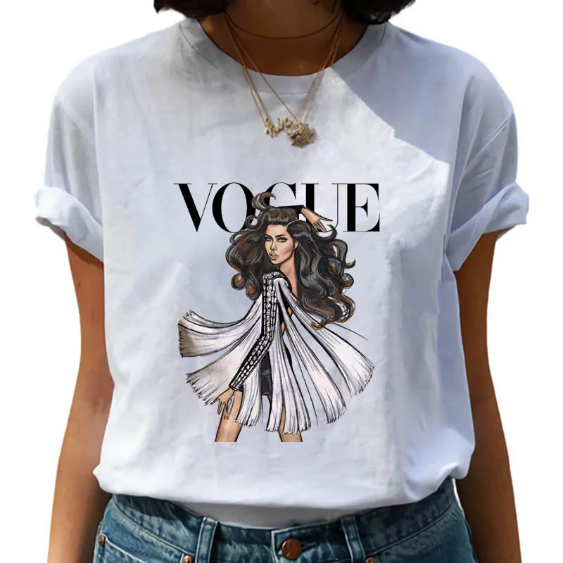 

T-Shirts For Women Bubble Gum Vogue Print Cartoon 90s Casual Top Lady Womens Harajuku Graphic T Shirt Ladies Female Tee T-Shirt