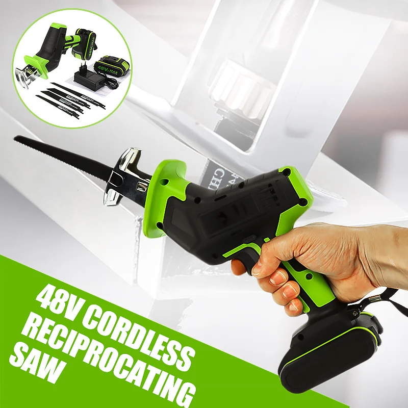 Беспроводная сабельная пила 48 В + 4 лезвия для пилы литий ионный аккумулятор