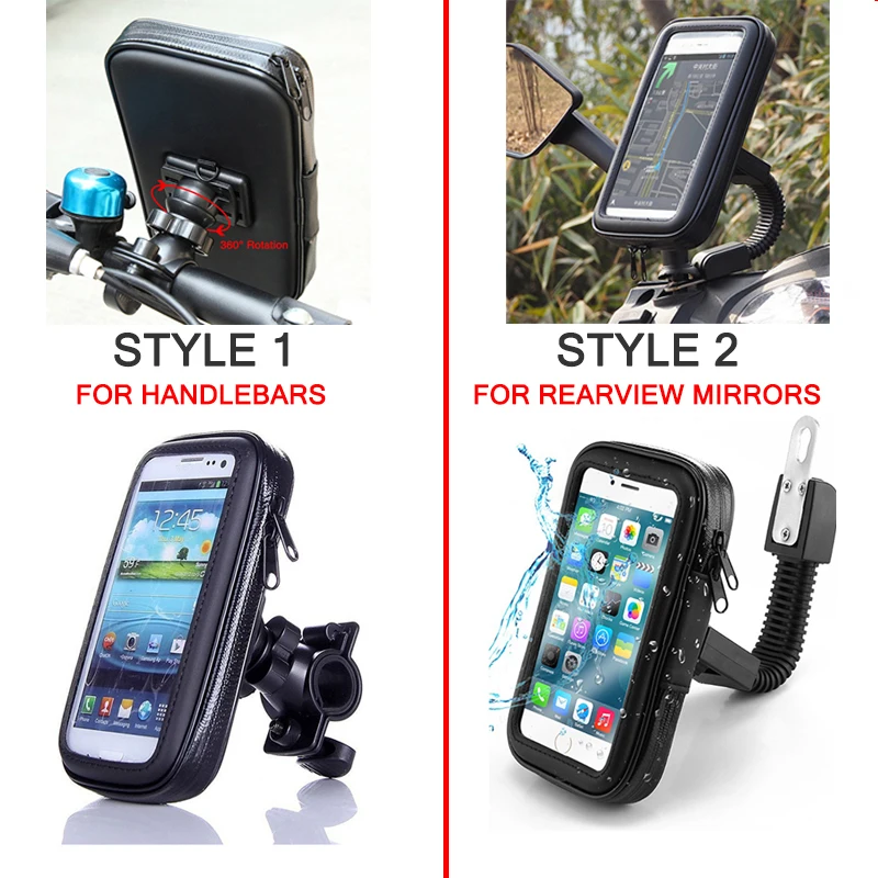 motorcycle telephone holder support moto bicycle rear view mirror stand mount waterproof scooter phone bag for all smartphones free global shipping