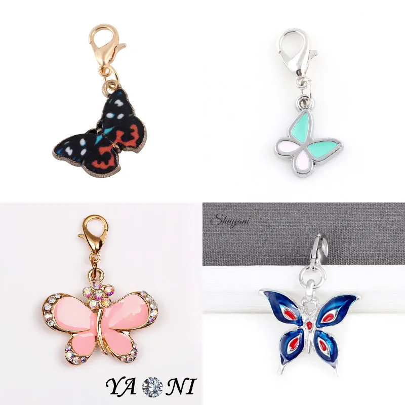

Подвески в виде бабочки разных цветов с эмалью, 20 шт./лот, Подвески для изготовления ювелирных изделий «сделай сам», аксессуары ручной работ...