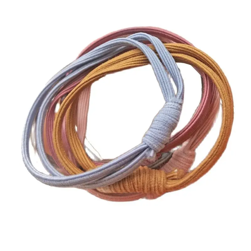 

Lot 5Pcs Double Layer Flat Tie Elastic Hair Band Ring Rope Ponytail Holder Women Lady Girl Fashion Accessory Size 5cm