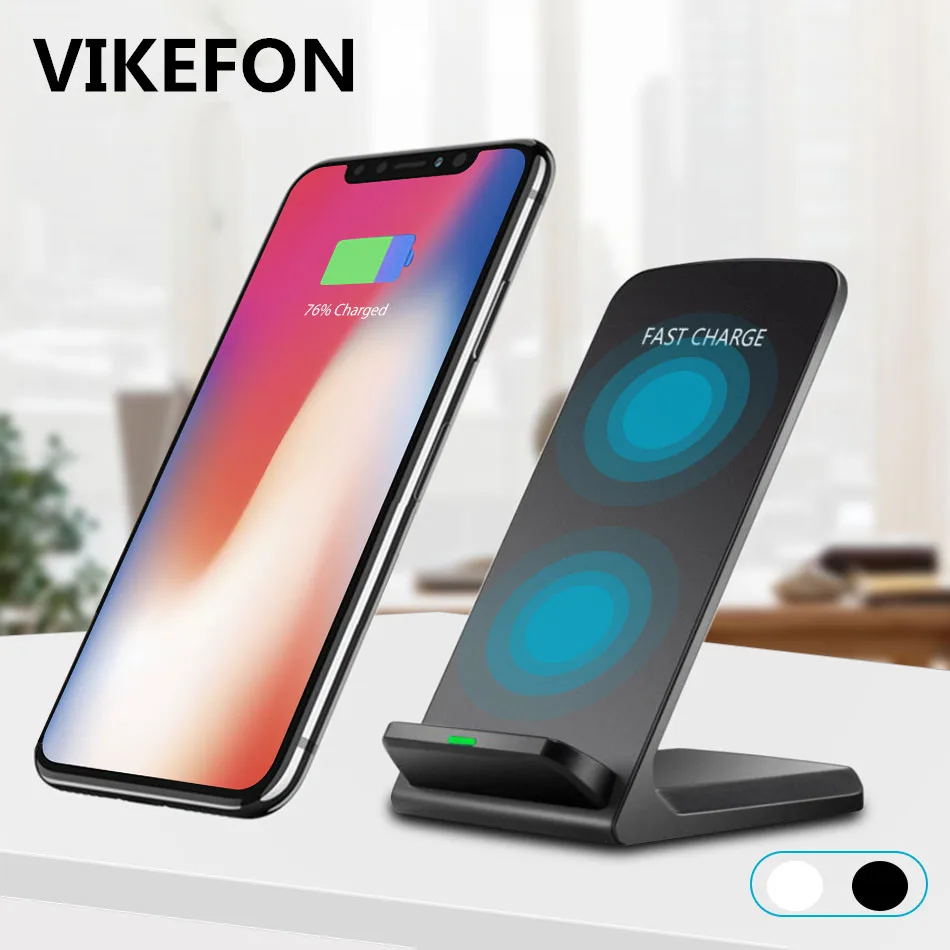 VIKEFON двойная катушка 10 Вт Qi Беспроводное зарядное устройство для iPhone X/XS Max XR 8 Plus