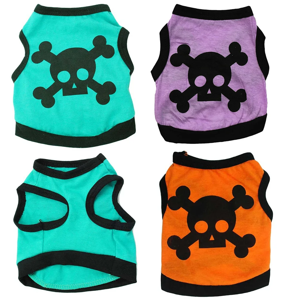 

Одежда для маленьких и средних собак летняя новая стильная удобная мягкая майка с головой черепа футболка с короткими рукавами одежда для д...