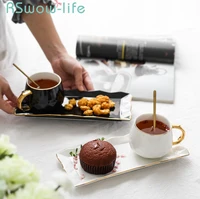 3pcs ceramic cup creative coffee cup tray spoon set phnom penh afternoon tea cup snack tray for tea cup set drinkware