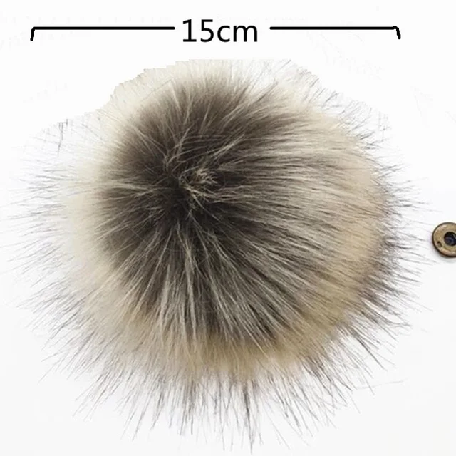 12cm colorful pompoms with snaps New winter artificial fur poms for knitted  beanies cap hats shoes