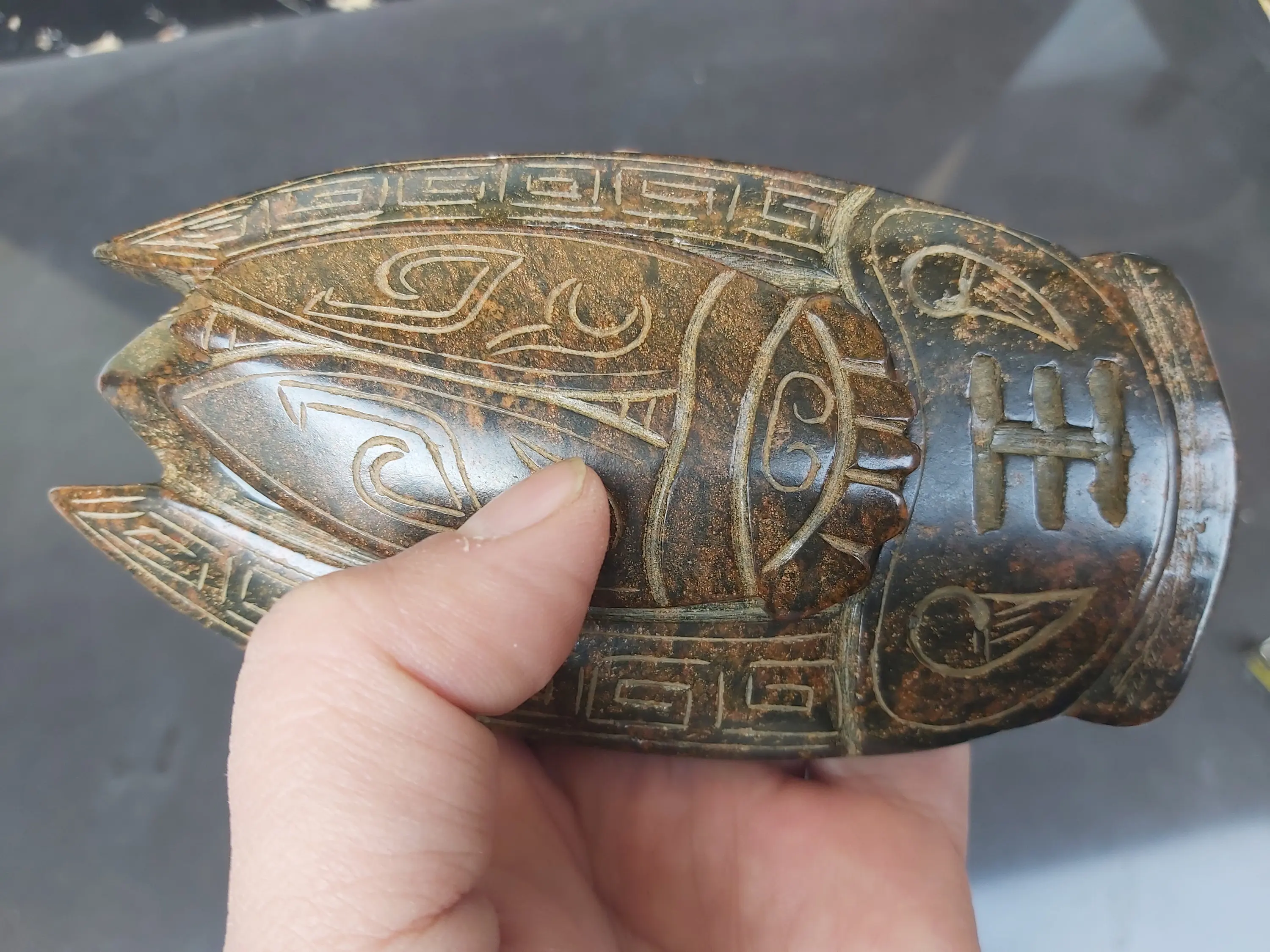 Античная Подвеска метеорит Цикада inkstone Золотой Магнитный нефрит Hongshan Culture | Дом и