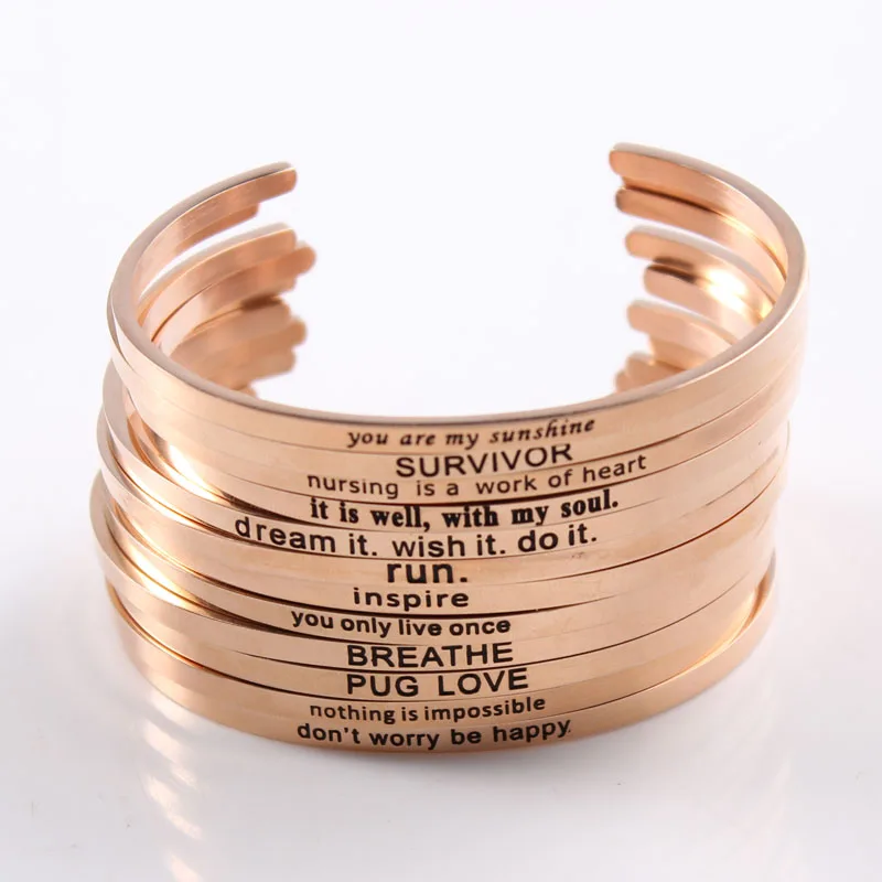 2021 новые розовые золотые браслеты с Нержавеющая сталь вдохновляющие браслет
