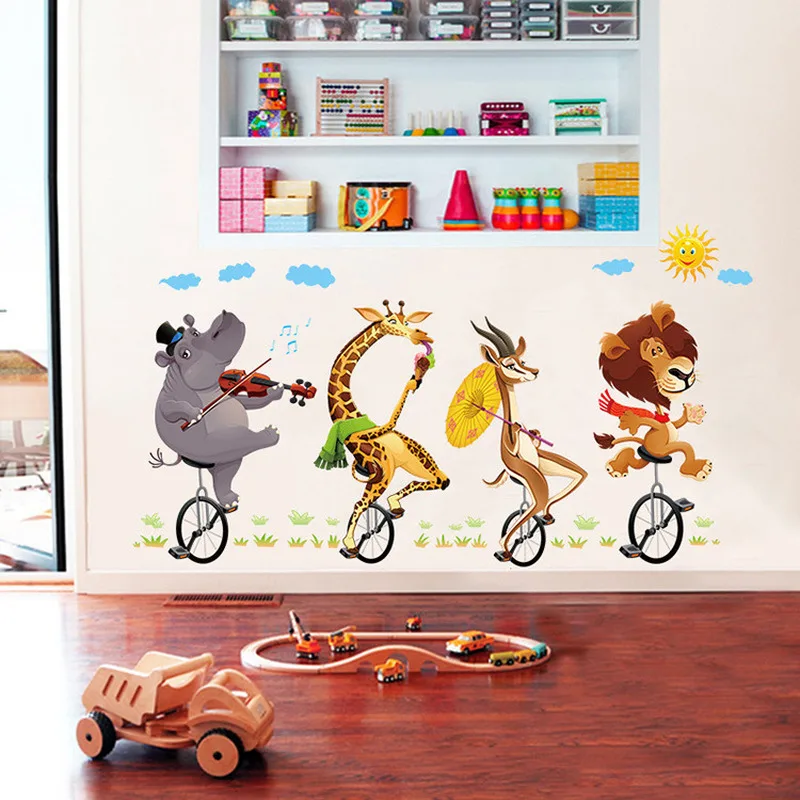 

Wall Stickers Animal Forest Lion Large Kids Room Decor Nursery School Diy Decals Removable Plane Sticker