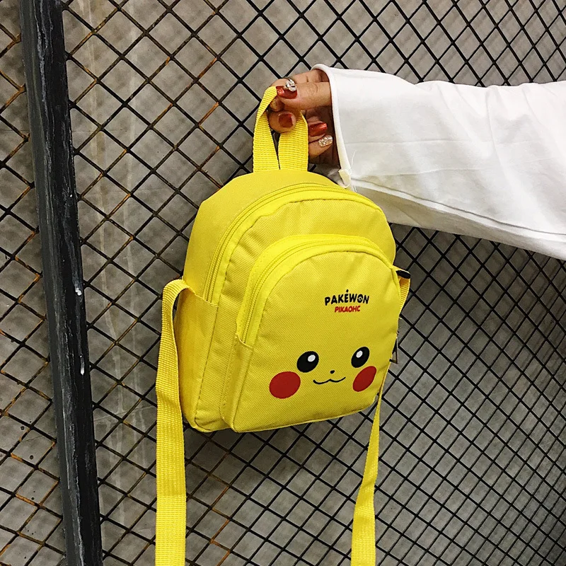 Новый стиль рюкзак для девочек pokemon pu pikachu сумка мессенджер детей|Плюшевые