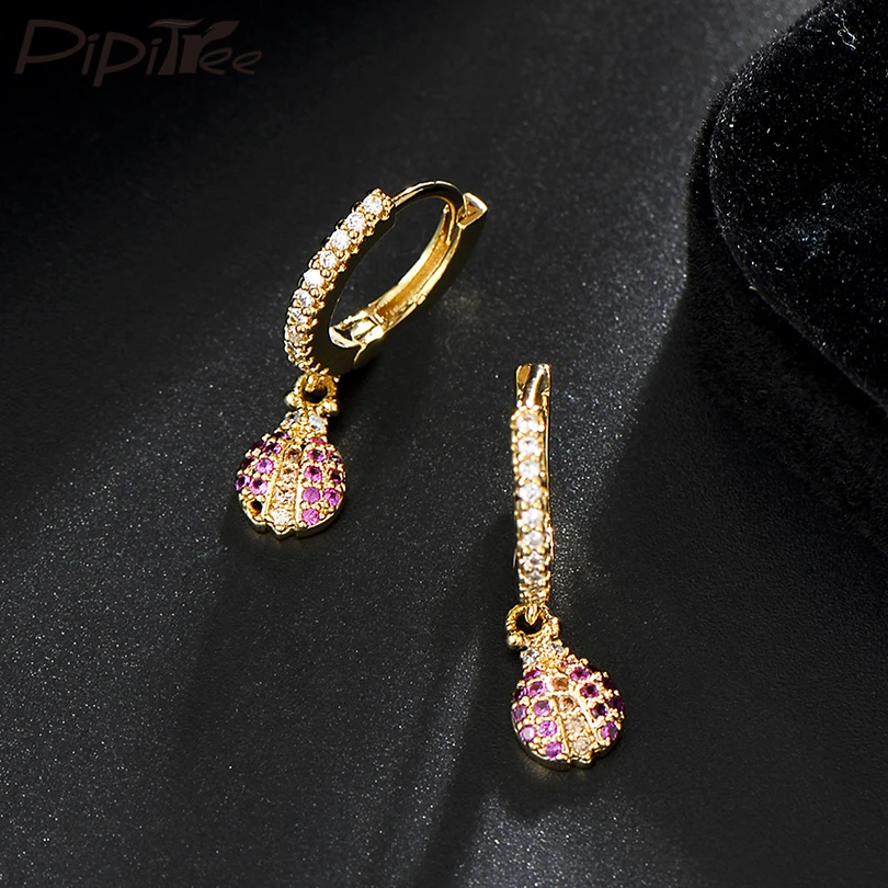 Женские серьги подвески в вечерние божьей коровки золотого