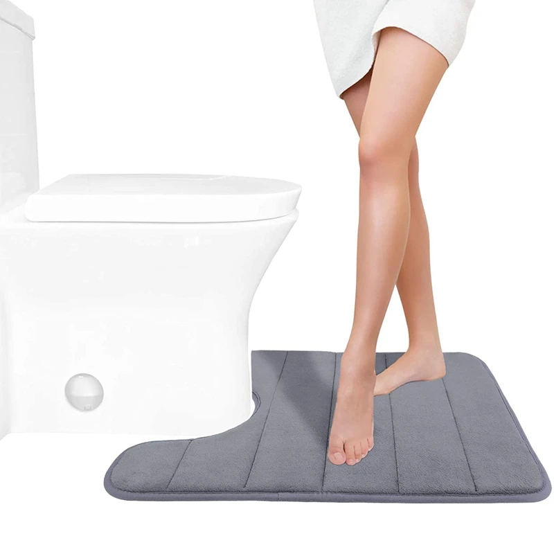 

Memory Foam Contour Toilet Bath Rug, U-Shaped Non Slip Absorbent Thick Soft Washable Bathroom Rugs 50X60CM