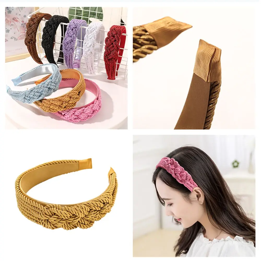 

Simplicity Satin Solid Color Knot Women HairHoop Hair Hoop Braid Hair Headdress Weave Hairband Handmade Hair Band