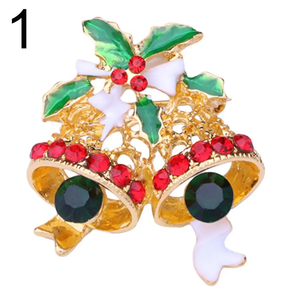 Рождественский Декор Брошь булавка Дерево Санта Снеговик горный хрусталь