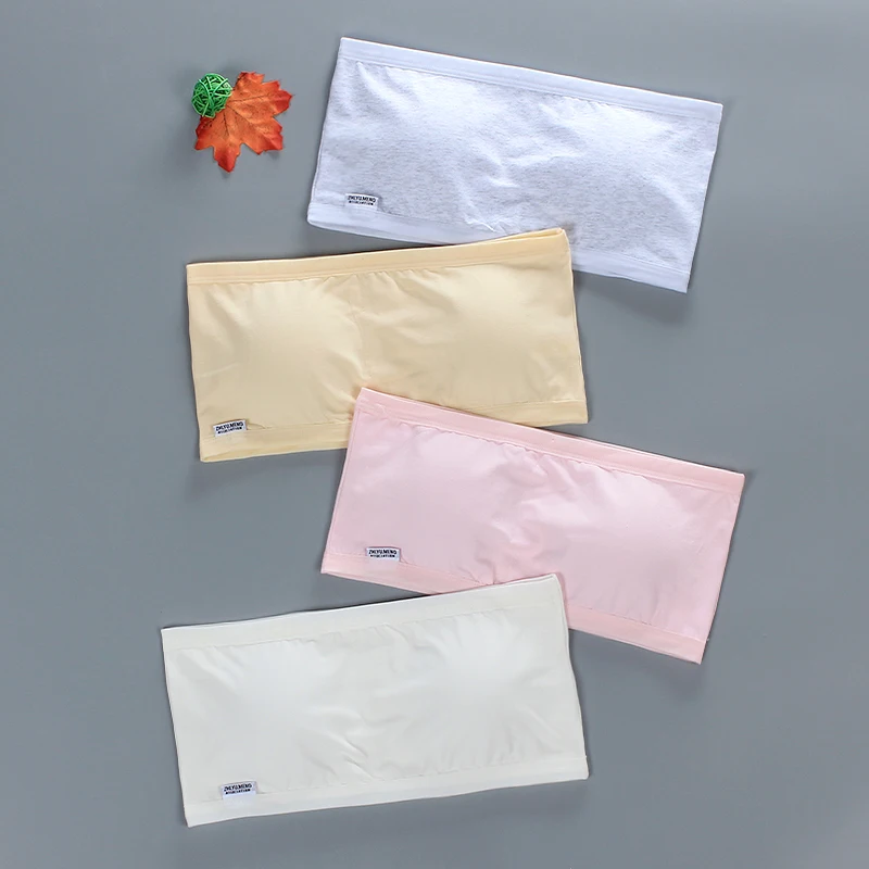 

Girls Strapless Cotton Wrapped Chest Insert Soft Kids Teens Lingerie Students Cotton Children Bras Underwear for 8-18 Years Old