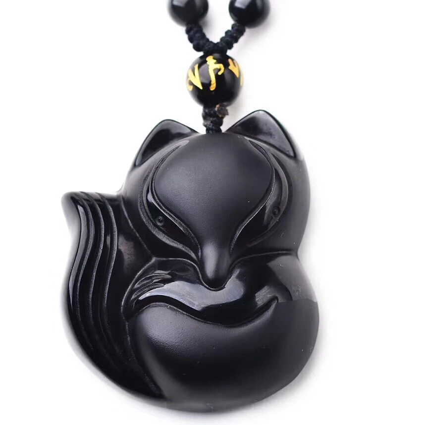 Фото Женское ожерелье с подвеской из черного нефрита удача от удачи энергетический