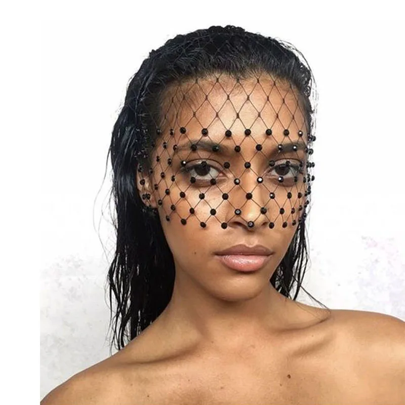 

Black Veil for Face Crystal Beaded Birdcage Veil Charming Wedding Hair Accessories for Bridal Party Headband Veils Fascinator