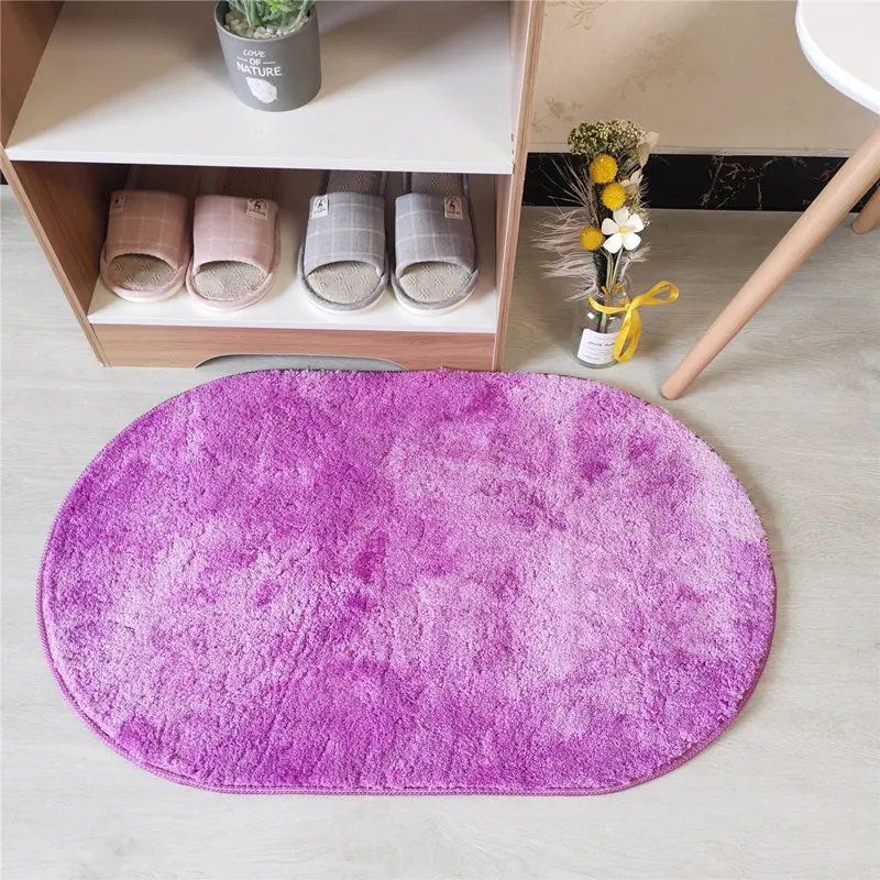 Tie-dyed purple Современный окрашенный ковер для ванной овальной формы, коврик для ванной, утолщенный Противоскользящий коврик для ванной комнаты, полиэстеровый пушистый дверной коврик для ванной комнаты - Цвет: Tie-dyed purple