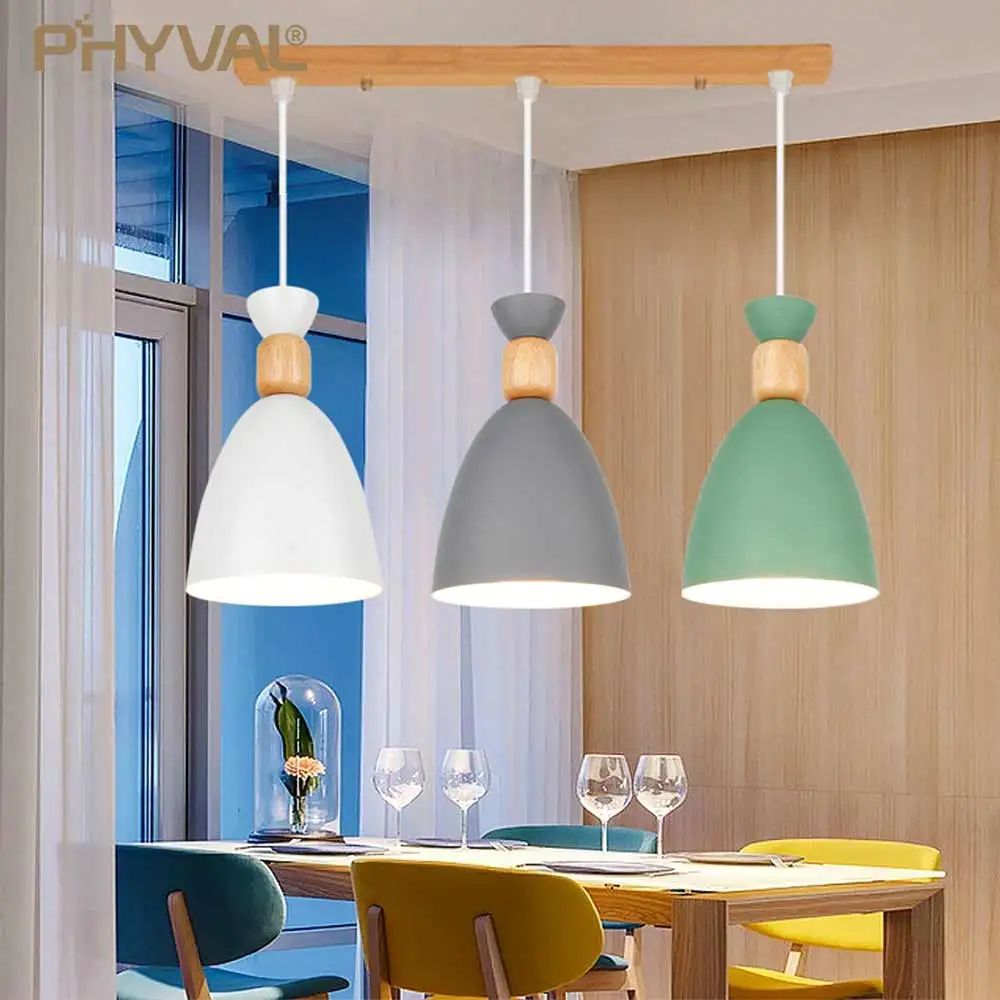 

Nordic Pendant Lamp Solid wood postmodern Hanging Lights gourd Pendant Lights Simple restaurant lamp wrought iron macaron Lights