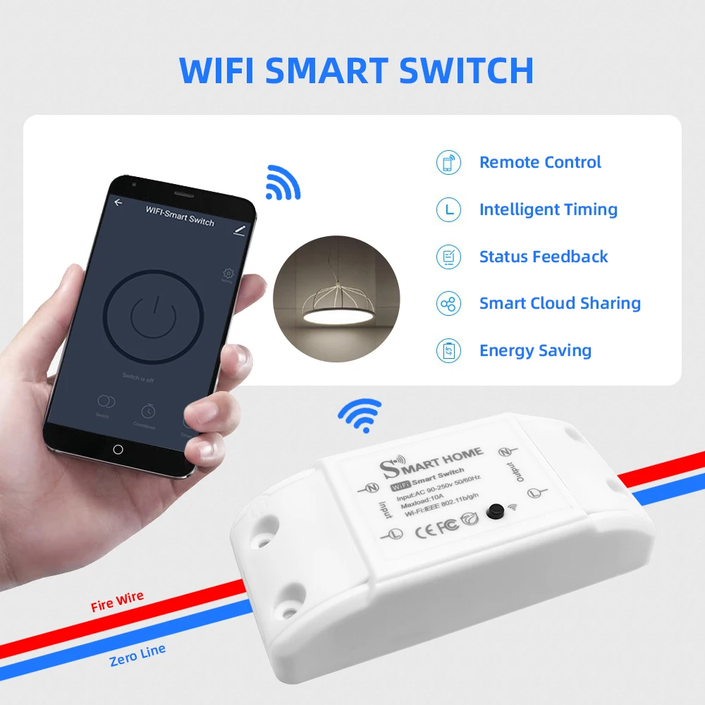 Smart Home Wifi Wireless Remote Switch Breaker Domotica LED Light Controller Module Alexa Google Smartlife Tuya eWelink APP |