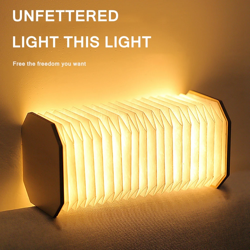 

Creative LED portable night light Foldable flip book light Rechargeable wooden organ light paper atmosphere light декор комнаты