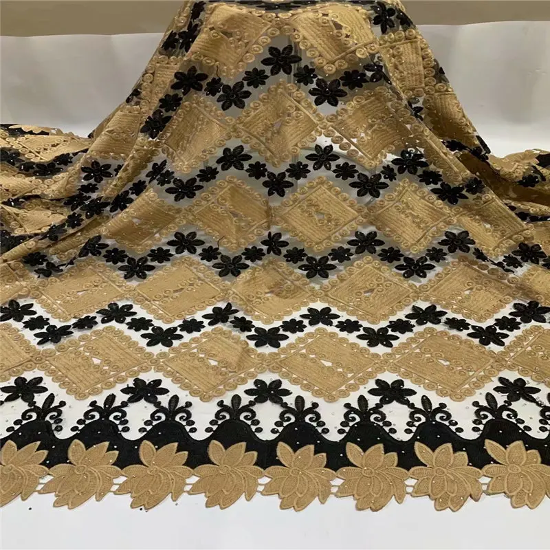 Африканская кружевная ткань черного цвета гипюровая 2020 Высококачественная