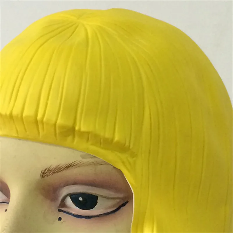 

Yellow CD Wig Pretty Female Flash Rubber Yellow Wig Mask Festival Halloween Dance Party Masquerade Costumes Props