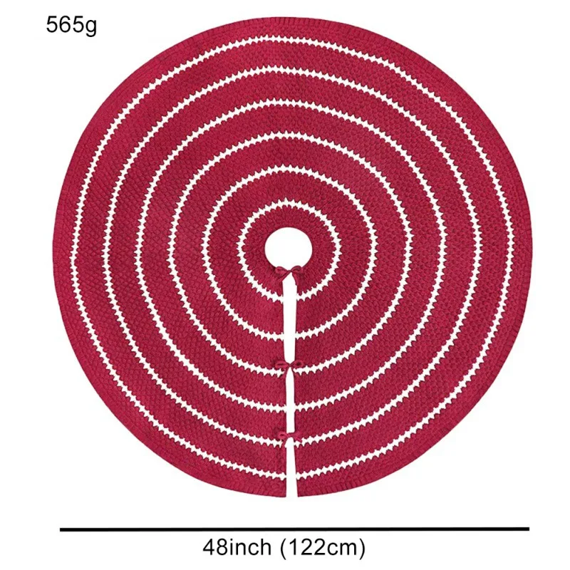 

Knitting Red Christmas Tree Skirt Round Carpet Christmas Decorations For Home Floor Mat New Year Xmas Tree Skirts