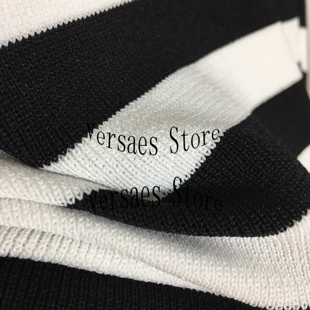 

luxury brand stripe color matching printing fashion women's top temperament one line collar versatile slim knit suspender vest