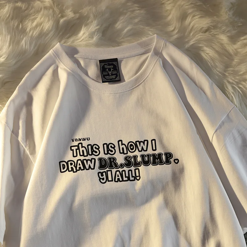 

Y2k Vogue Cute Tshirt Women's Oversized Short Sleeve Goth T-Shirts Retro Letters Summer Loose Couple Urban Basic Kawaii Tshirt