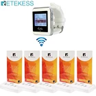 Ресторанный пейджер Retekess, беспроводная система вызова официанта, часы-приемник + 5 шт. TD001, настольная карта, пейджер, передатчик, обслуживание клиентов