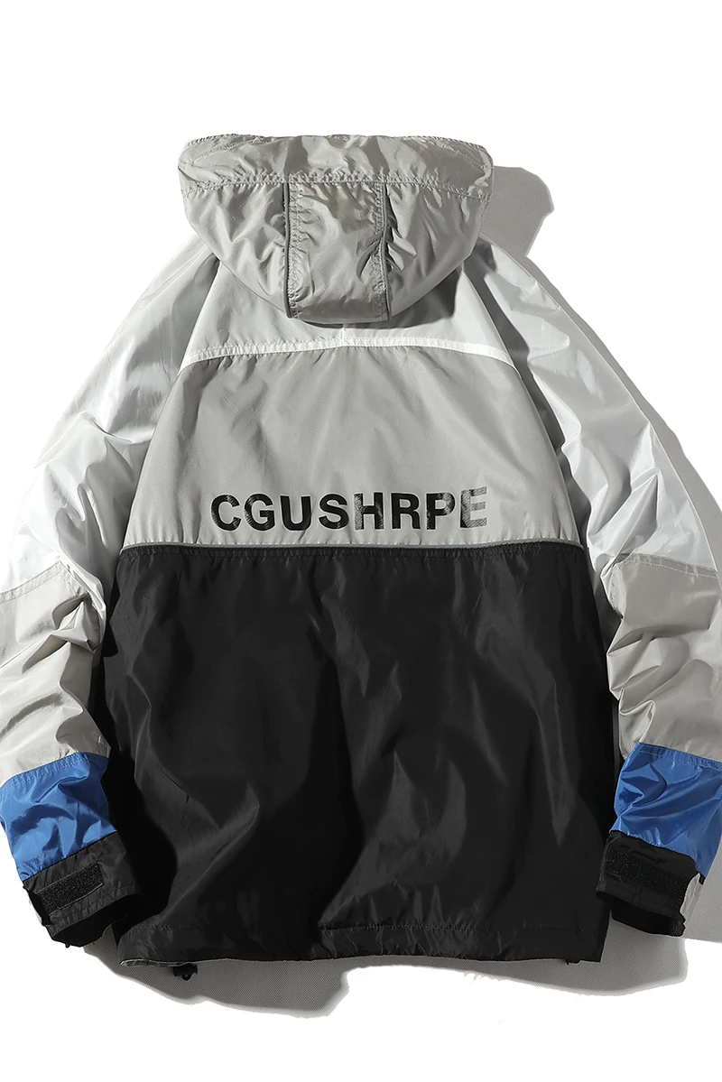 

2019 Autumn And Winter New Youth Popular Hit Color Stitching Jacket Fashion Casual Hooded Wild Top Black / Green S-4XL