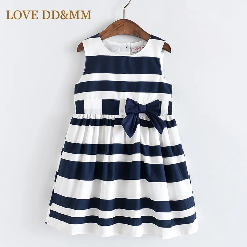 LOVE DD&ampMM Girls Dresses 2022 New Children's Clothing Fashion Sweet Bow Striped Cotton Sleeveless Vest Dress | Детская одежда и