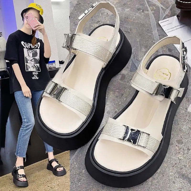 

Sports sandals women's summer new casual flat-bottomed student breathable beach thick-soled Roman style sandals X823