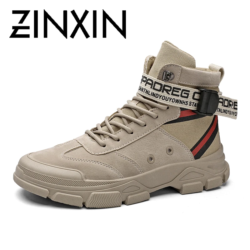 

ZINXIN Martin boots men's winter warm plus velvet British style tooling boots high-top leather men's shoes couple large size boo