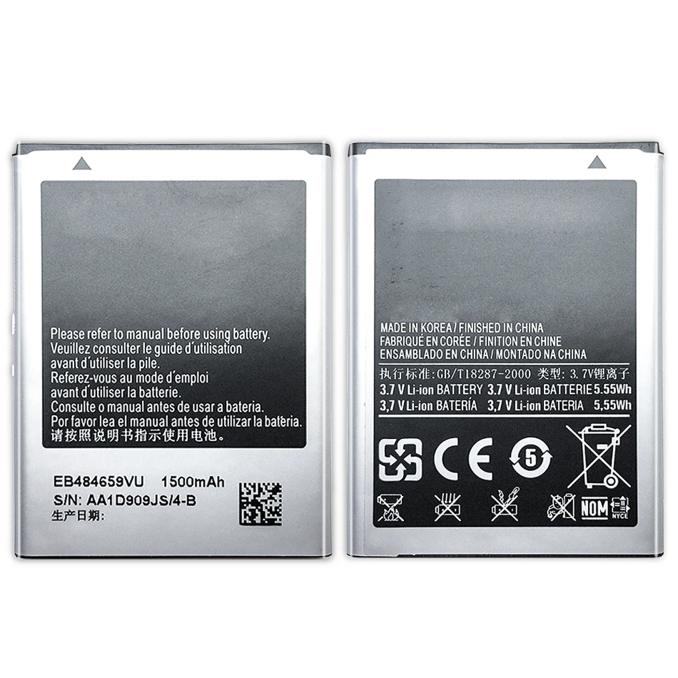Батарея мобильного телефона для samsung GALAXY W T759 i8150 S8600 S5820 I8350 I519 X крышка S5690 запасная батарея 1500mAh EB484659VU