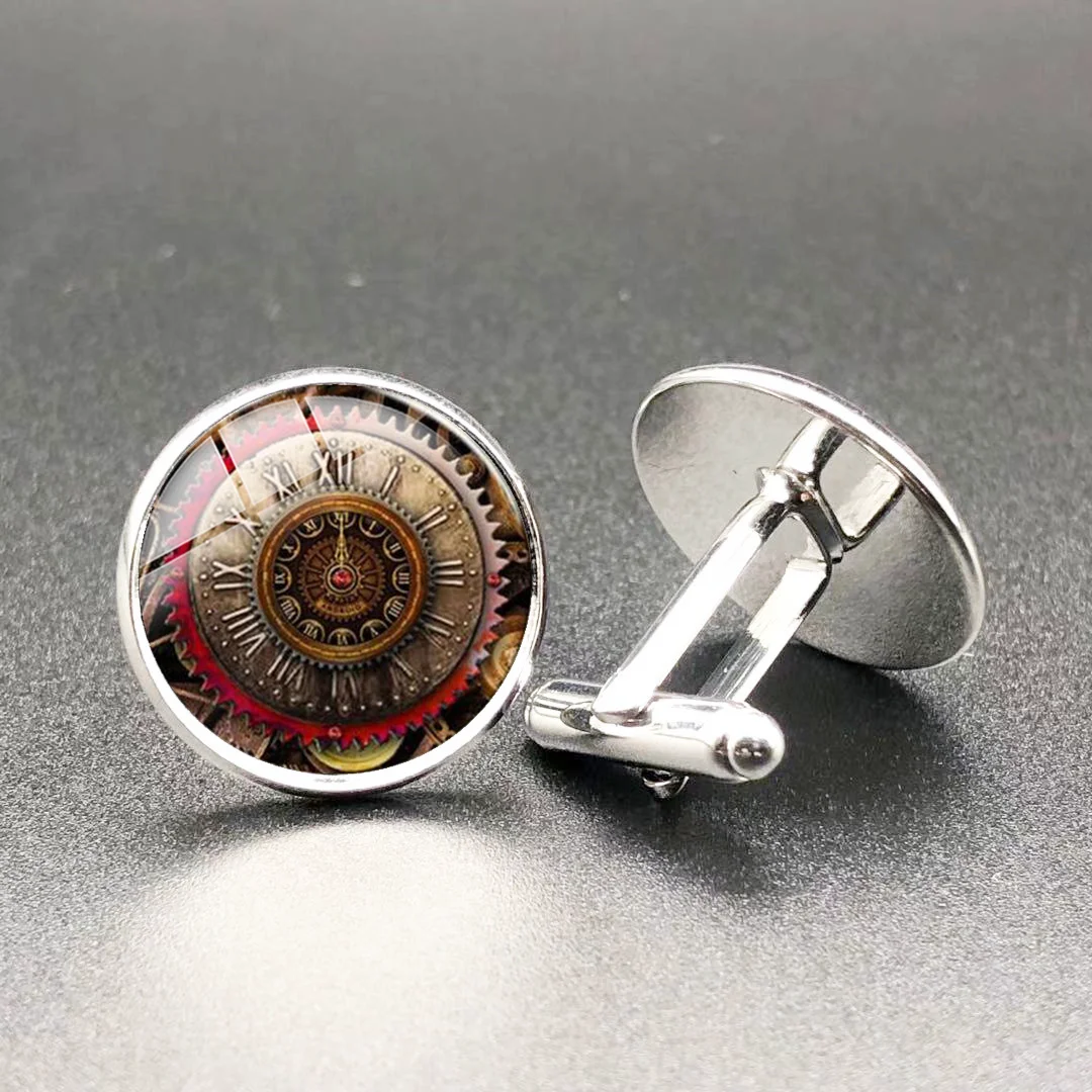 

Vintage Gear Bump Glass Cufflinks Personality Vintage Fashion Cufflinks