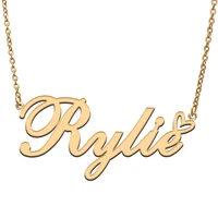 rylie love heart name necklace personalized gold plated stainless steel collar for women girls friends birthday wedding gift