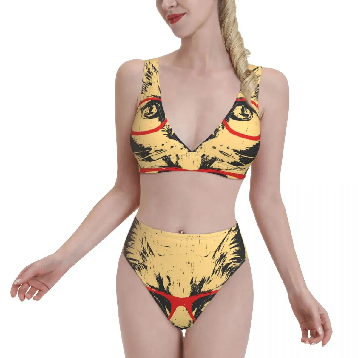 

Высокая Талия бикини Купальники Для женщин пуш-ап, купальник, ванный комплект, бикини, Бразильский бикини 2021 новая пляжная одежда забавные ...