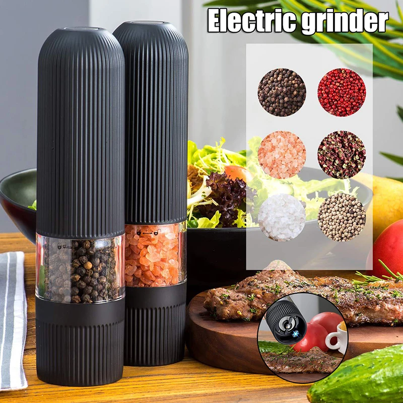 

HOT Electric Pepper Grinder One Handed Push Button Adjustable Convenience Spice Mills Grinder For Kitchen