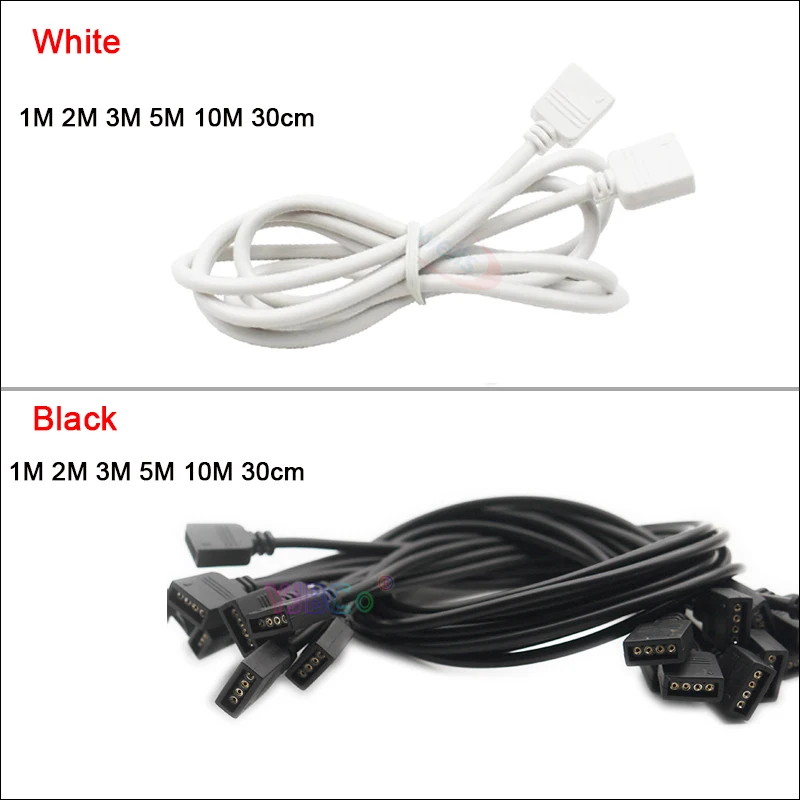 1 шт. м 2 3 5 10 30 см белый/черный 4-контактный RGB светодиодный Удлинительный кабель