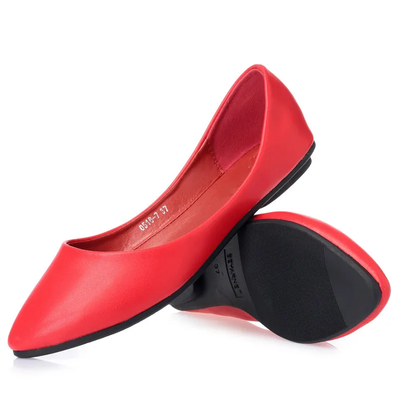 red Женские балетки на плоской подошве с острым носком; Balerine Femme Zapatos De Mujer; зеленые балетки на плоской подошве; женские туфли с закрытым носком - Цвет: red