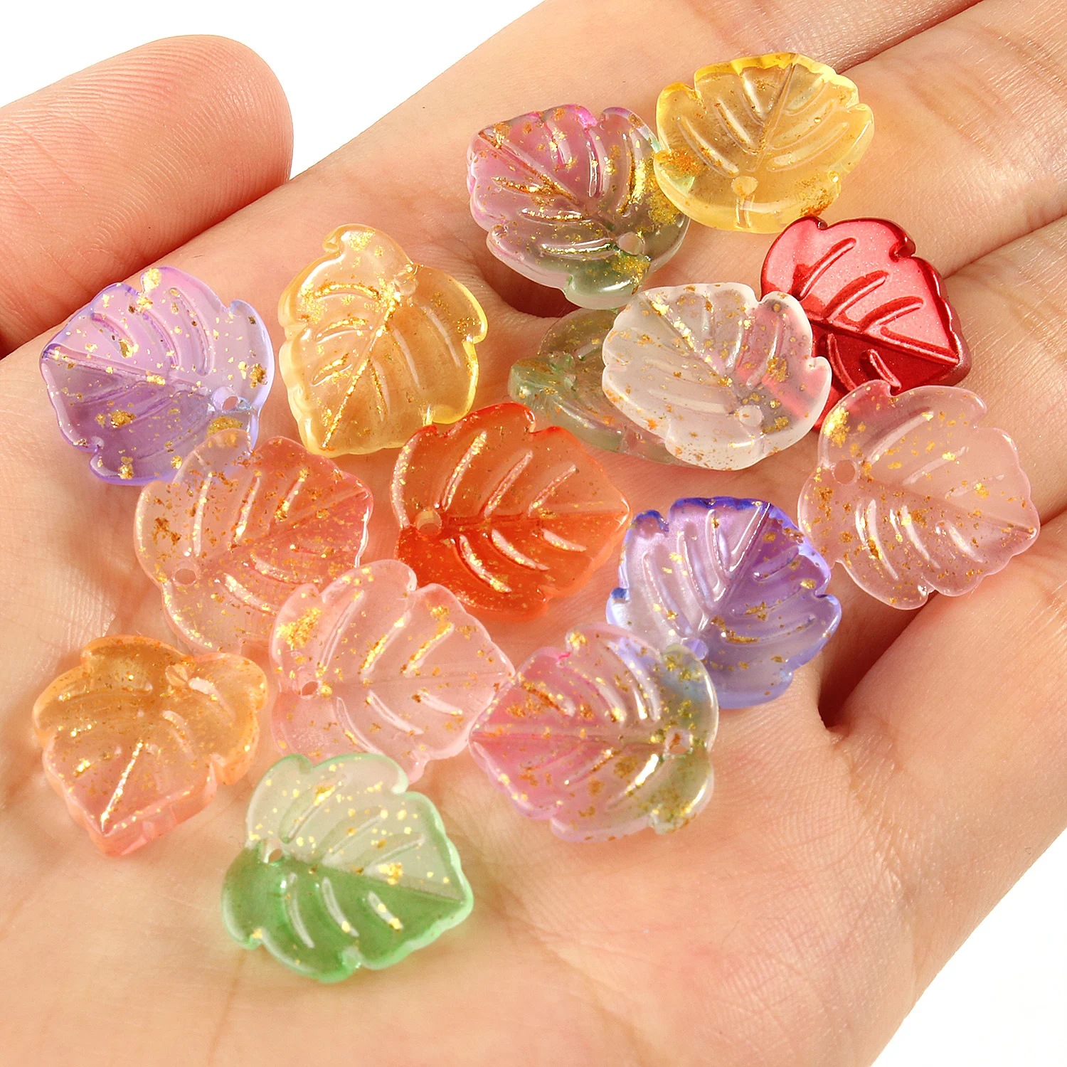 

20pcs Maple Leaf Lampwork Glass Beads Multicolor Czech Crystal Loose Beads For Jewelry Making Handmade DIY Beacelets Accessories