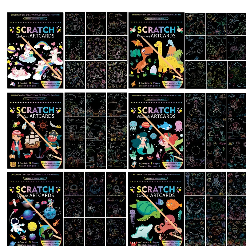 1 Набор сделай сам набор волшебных царапин карта мультяшный единорог динозавр