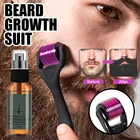 Натуральный безвредный Набор роликов для роста бороды, набор для роста бороды для мужчин, эссенция для роста бороды, питательный усилитель, масло для бороды, спрей для бороды