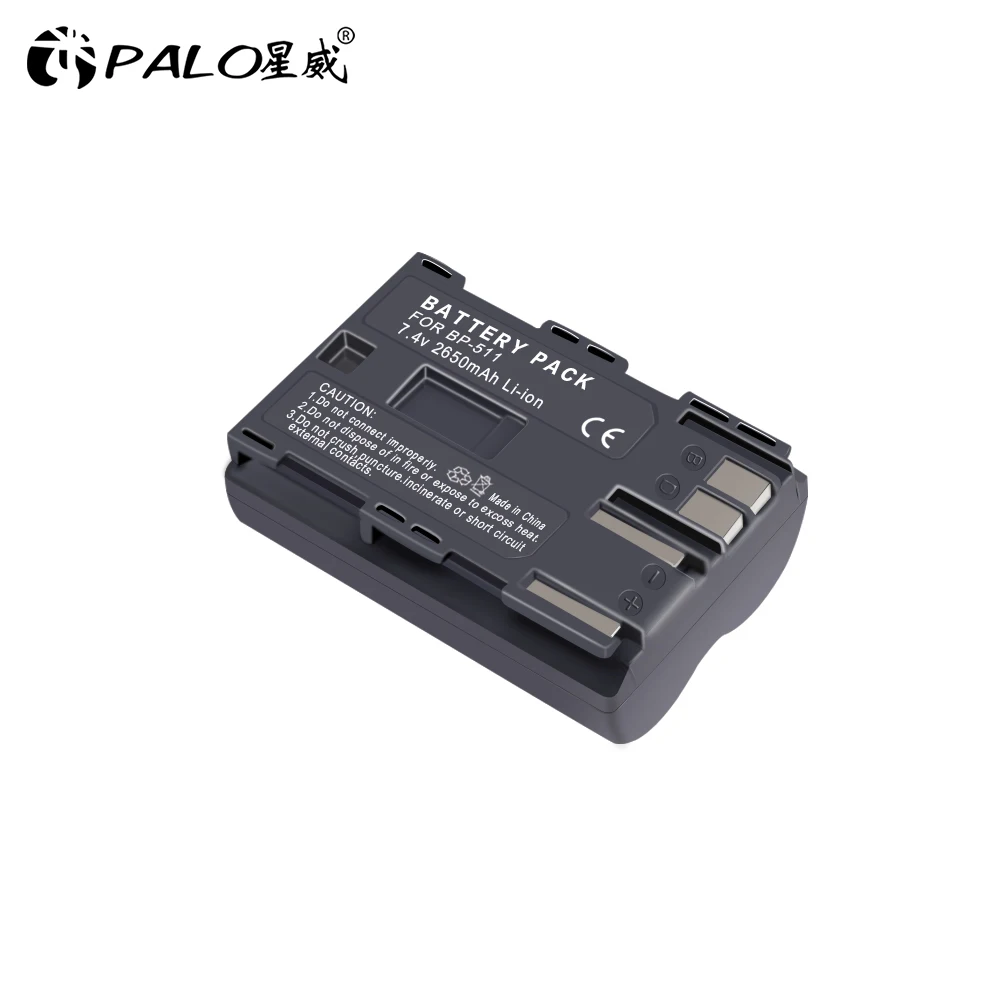 1PCS PALO 2650 мА/ч, 7,4 V BP-511 BP-511A BP 511A для Камера Батарея BP511 BP 511 для цифровой однообъективной зеркальной камеры Canon EOS 40D 300D 5D 20D 30D 50D 10D G6 L10 - Цвет: 1PCS