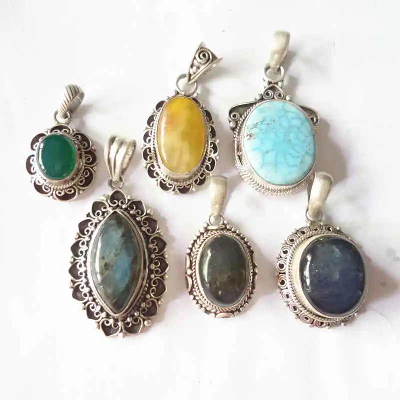 Непальская рука 925 серебряные ювелирные изделия инкрустированные натуральным