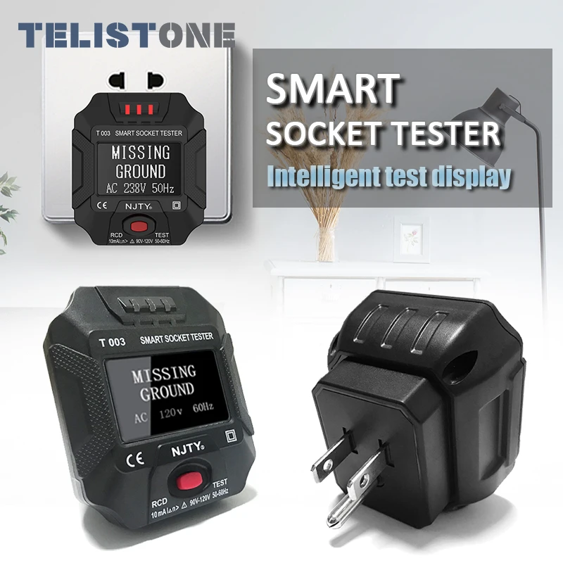 

EU/US/UK Plug Socket Outlet Tester Smart Socket Tester Digital LCD Socket Tester Circuit Polarity Detector Plug Breaker
