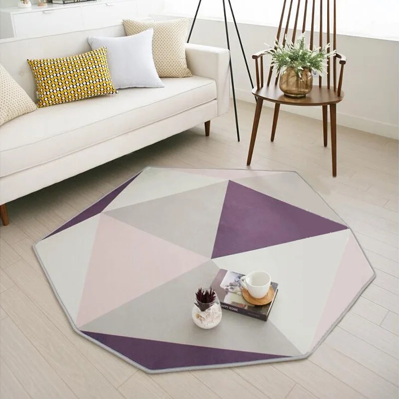 Ins Style Polygon Chair Mat Indoor Door Crystal Fleece Anti Slip Bedside Rug Memory Foam Geometric Living Room Area | Дом и сад